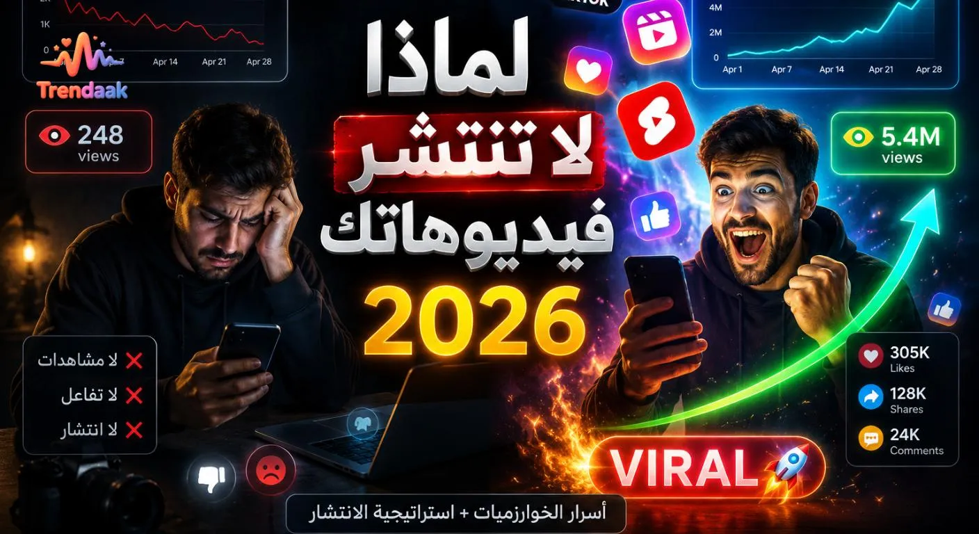 لماذا لا تنتشر فيديوهاتك على TikTok وYouTube وInstagram 2026 مع تحليل الخوارزميات وأسباب ضعف المشاهدات